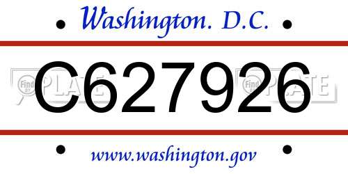 C627926 District Of Columbia License Plate
