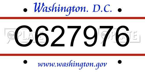 C627976 District Of Columbia License Plate
