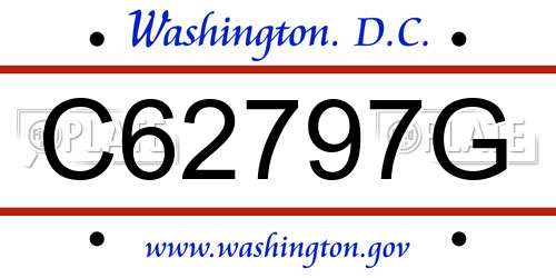 C62797G District Of Columbia License Plate