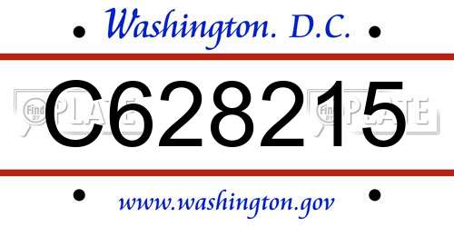 C628215 District Of Columbia License Plate