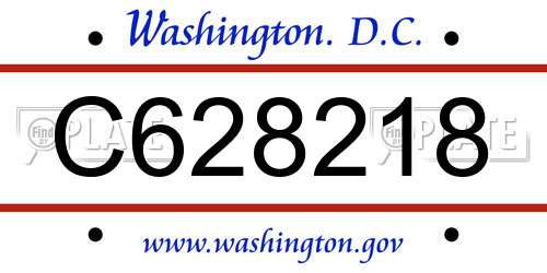C628218 District Of Columbia License Plate