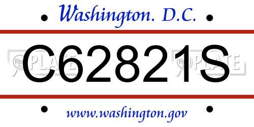 C62821S District Of Columbia License Plate