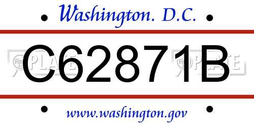 C62871B District Of Columbia License Plate