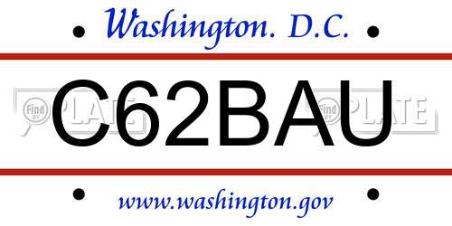 C62BAU District Of Columbia License Plate