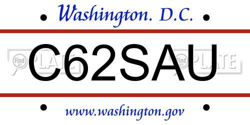 C62SAU District Of Columbia License Plate
