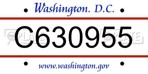 C630955 District Of Columbia License Plate