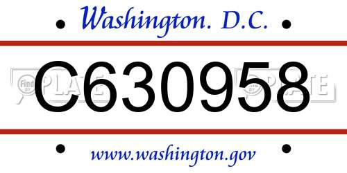 C630958 District Of Columbia License Plate