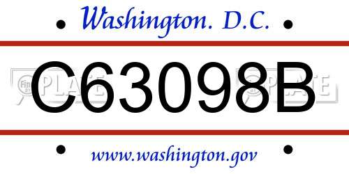 C63098B District Of Columbia License Plate
