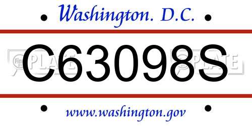 C63098S District Of Columbia License Plate