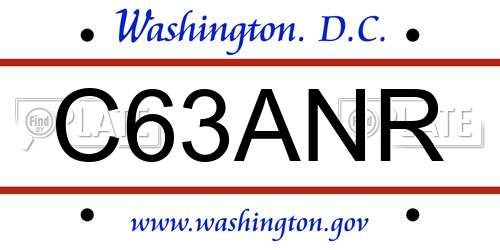 C63ANR District Of Columbia License Plate