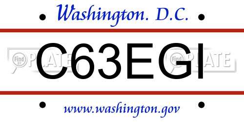 C63EGI District Of Columbia License Plate