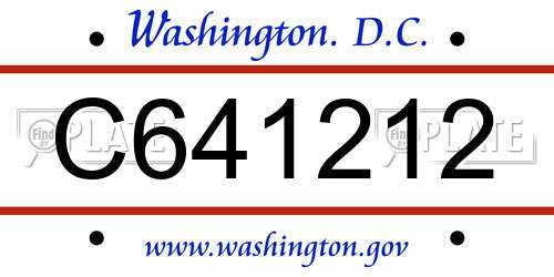 C641212 District Of Columbia License Plate
