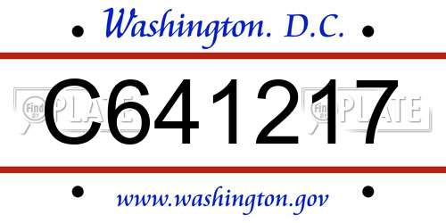 C641217 District Of Columbia License Plate