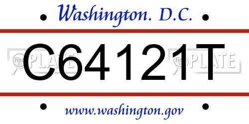 C64121T District Of Columbia License Plate