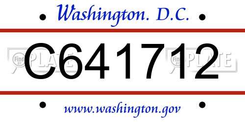 C641712 District Of Columbia License Plate