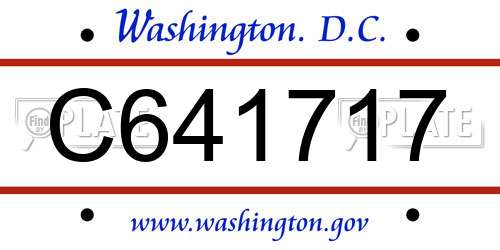 C641717 District Of Columbia License Plate