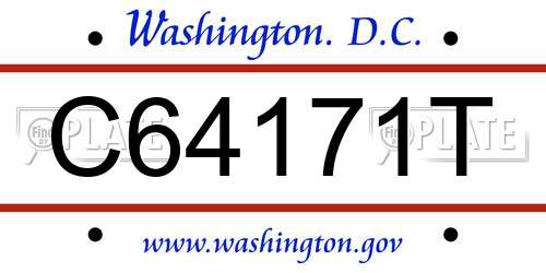 C64171T District Of Columbia License Plate