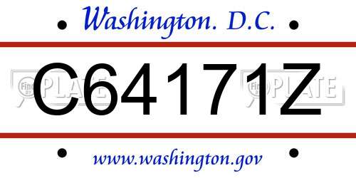 C64171Z District Of Columbia License Plate