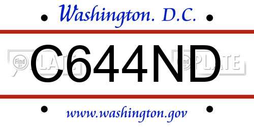 C644ND District Of Columbia License Plate
