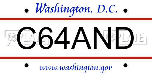 C64AND District Of Columbia License Plate
