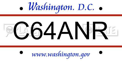 C64ANR District Of Columbia License Plate