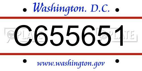 C655651 District Of Columbia License Plate