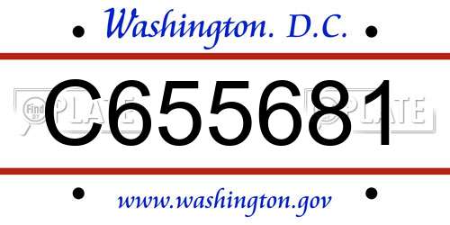 C655681 District Of Columbia License Plate