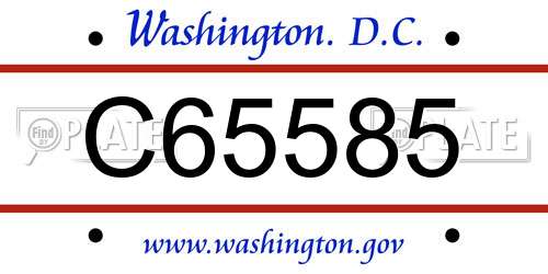 C65585 District Of Columbia License Plate