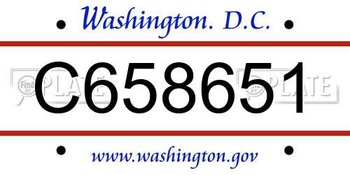 C658651 District Of Columbia License Plate