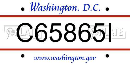 C65865I District Of Columbia License Plate