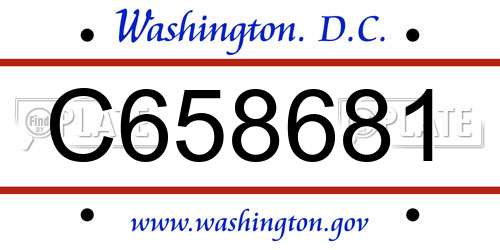 C658681 District Of Columbia License Plate