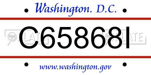 C65868I District Of Columbia License Plate