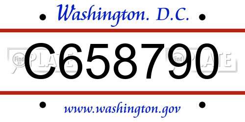 C658790 District Of Columbia License Plate