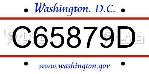 C65879D District Of Columbia License Plate