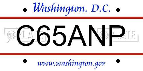 C65ANP District Of Columbia License Plate