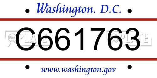 C661763 District Of Columbia License Plate