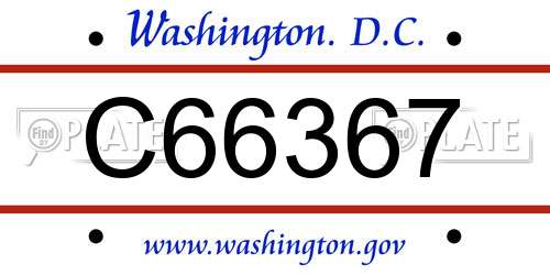 C66367 District Of Columbia License Plate