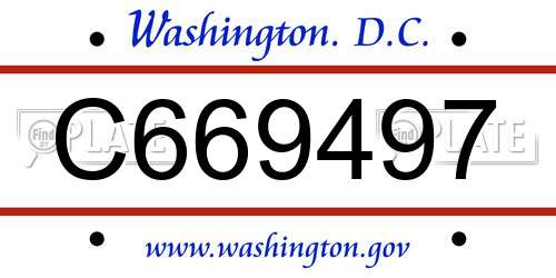 C669497 District Of Columbia License Plate