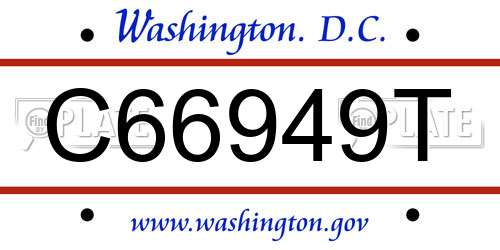 C66949T District Of Columbia License Plate