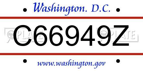 C66949Z District Of Columbia License Plate