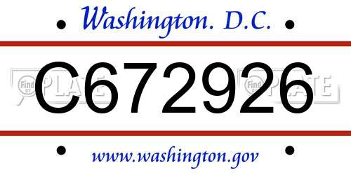 C672926 District Of Columbia License Plate