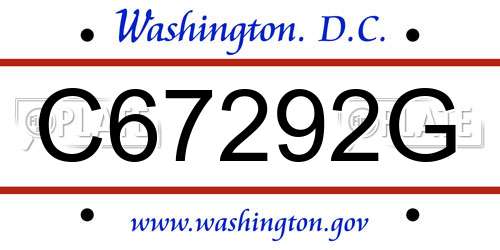 C67292G District Of Columbia License Plate
