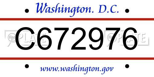 C672976 District Of Columbia License Plate