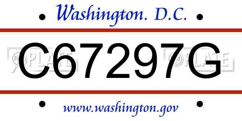 C67297G District Of Columbia License Plate