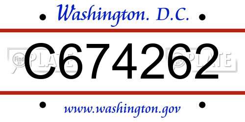 C674262 District Of Columbia License Plate