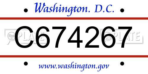 C674267 District Of Columbia License Plate