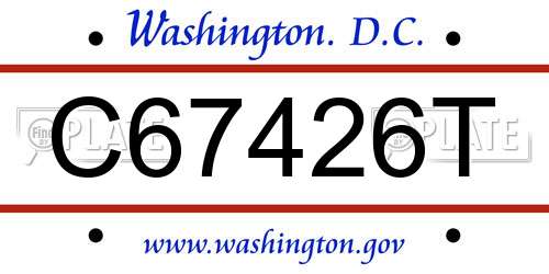 C67426T District Of Columbia License Plate