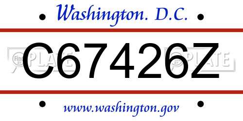 C67426Z District Of Columbia License Plate
