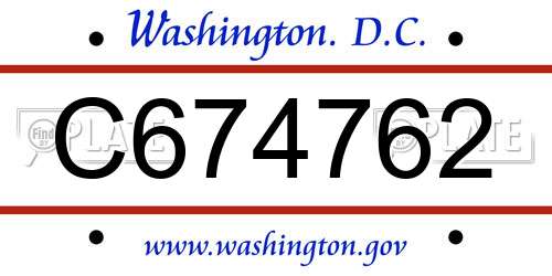 C674762 District Of Columbia License Plate