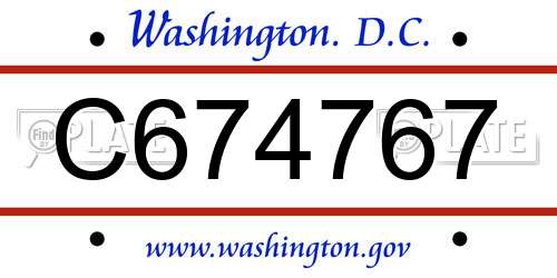 C674767 District Of Columbia License Plate